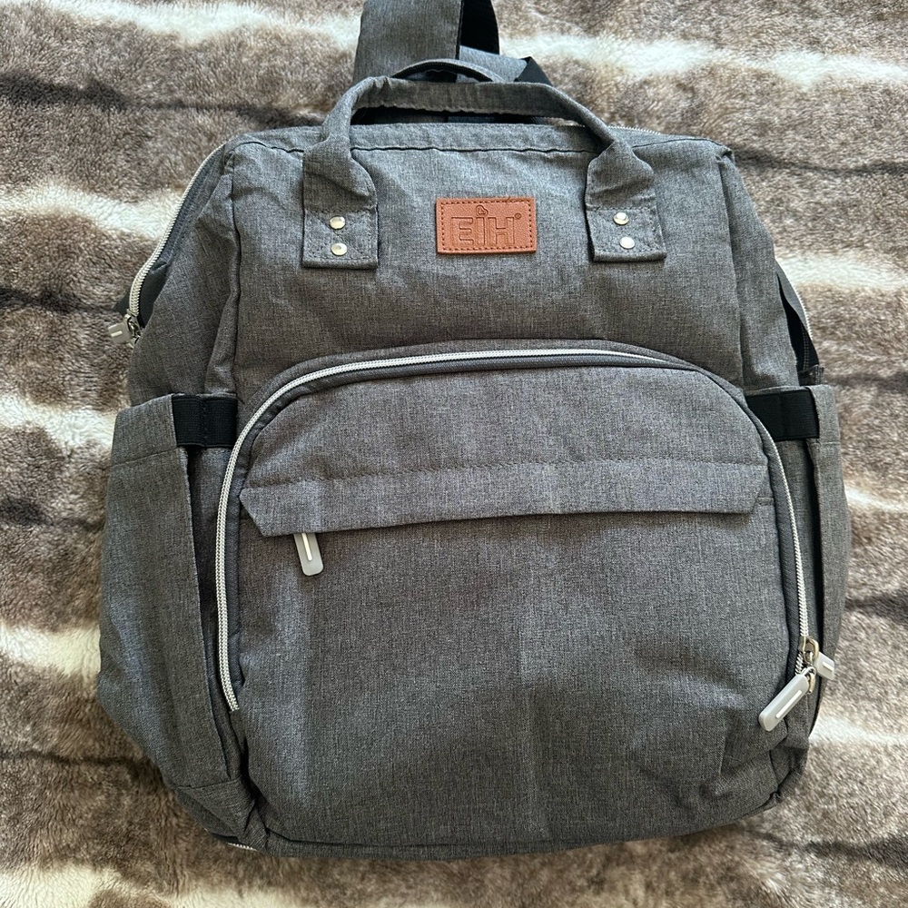 EIH Gray Diaper Bag Backpack